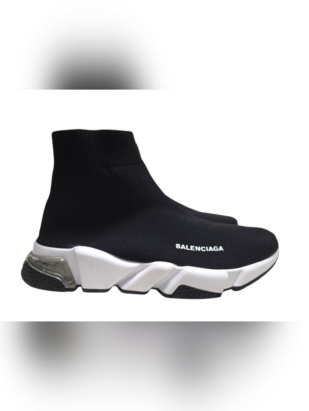 Balenciaga Black Sock Speed Trainer with White Sculpted Sole Sz 12 Eu 45 New